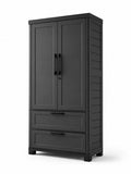 Armadio in plastica con due ante e due cassetti 180x90x45 cm