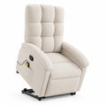 Poltrona Reclinabile in Tessuto Beige con Funzione Alzapersona