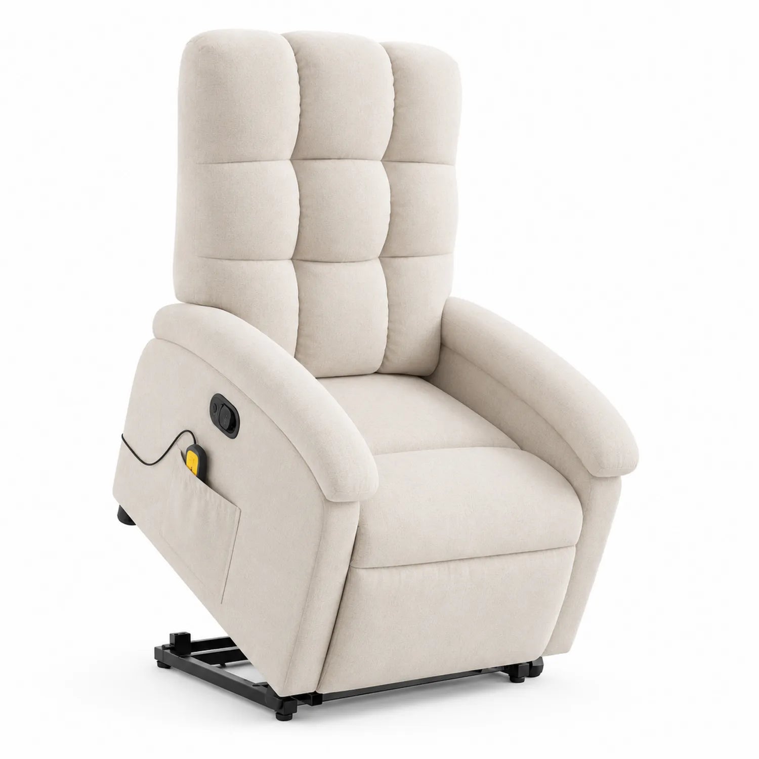 Poltrona Reclinabile in Tessuto Beige con Funzione Alzapersona