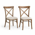 Set di 2 sedie in legno con seduta in tessuto