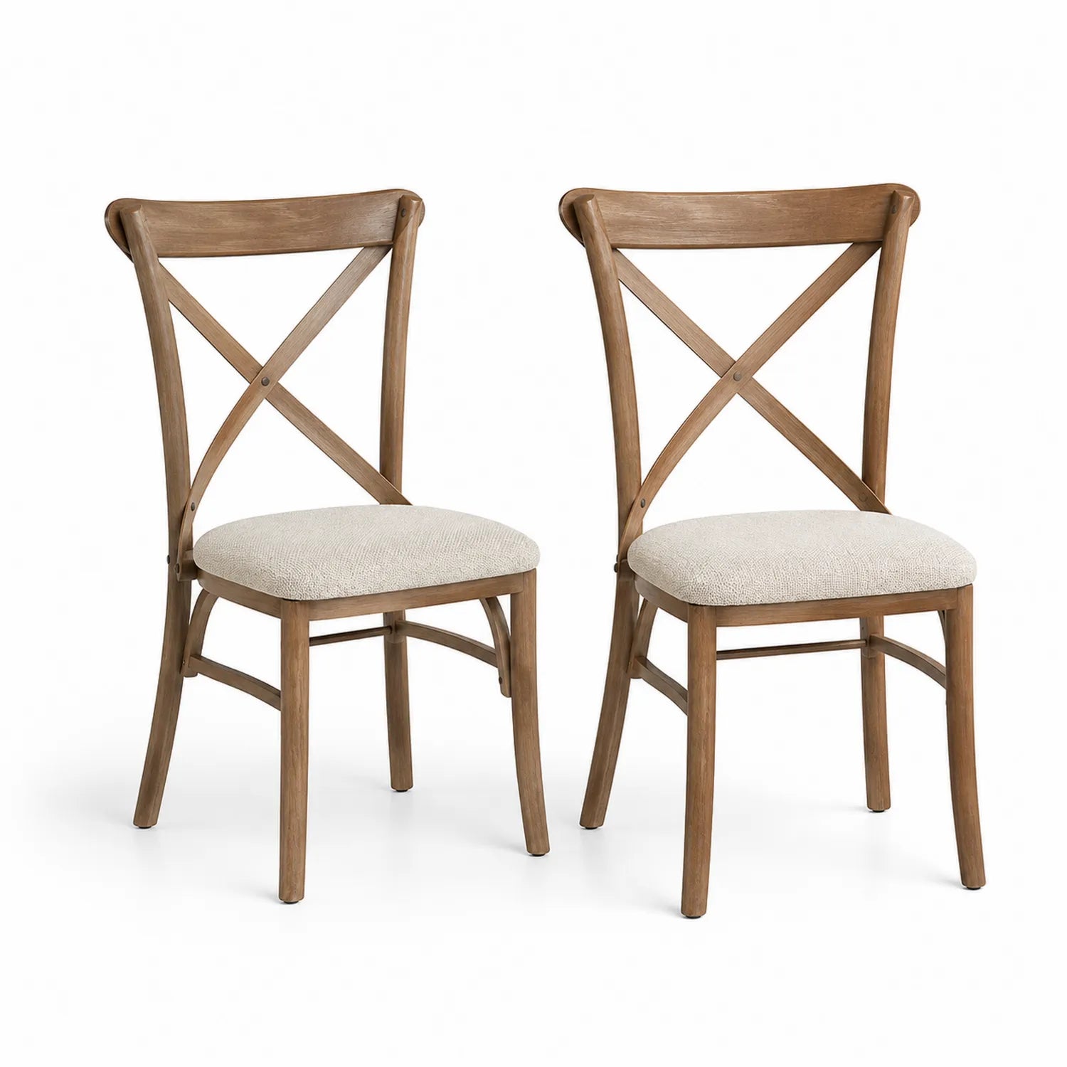 Set di 2 sedie in legno con seduta in tessuto