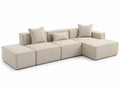 Divano modulare in tessuto beige con cuscini