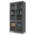 Armadio in metallo nero con ante traforate 180 x 90 x 40 cm