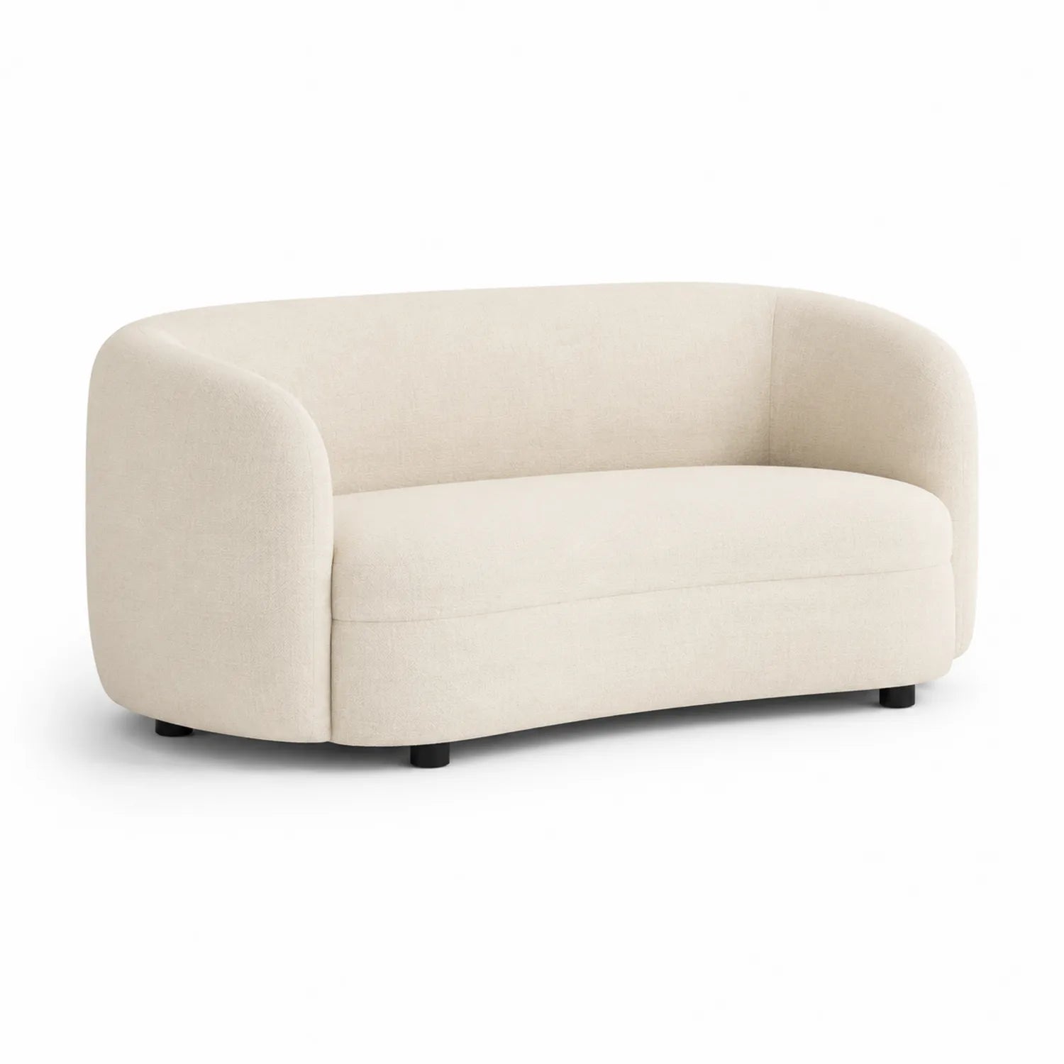 Divano Curvo in Tessuto Beige 2 Posti 150cm