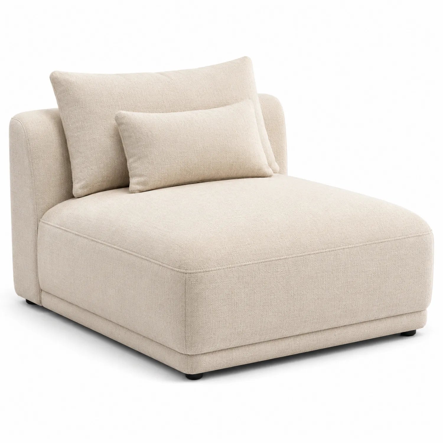 Divano componibile in tessuto beige con cuscini inclusi