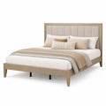 Letto matrimoniale in legno con testiera tessuto 200x160 cm
