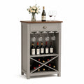 Mobile bar in legno MDF con piano in legno massello e portabicchieri grigio