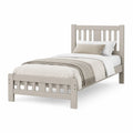 Letto singolo in legno massello beige 200x90 cm