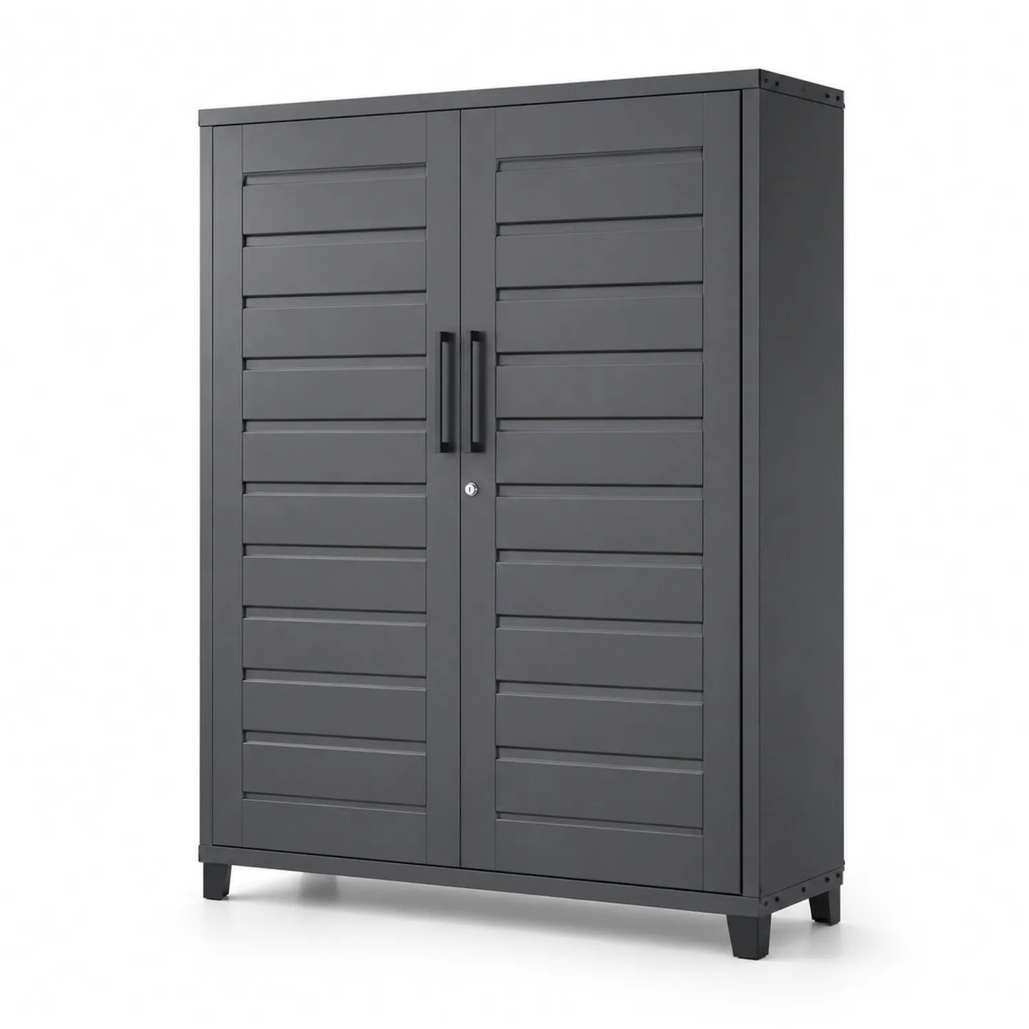Armadio Metallo Grigio con Doppie Ante 180x90x45 cm