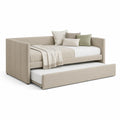 Divano Letto con Letto Estraibile in Tessuto Beige