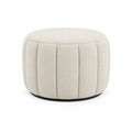 Pouf rotondo in tessuto poliestere beige 45cm