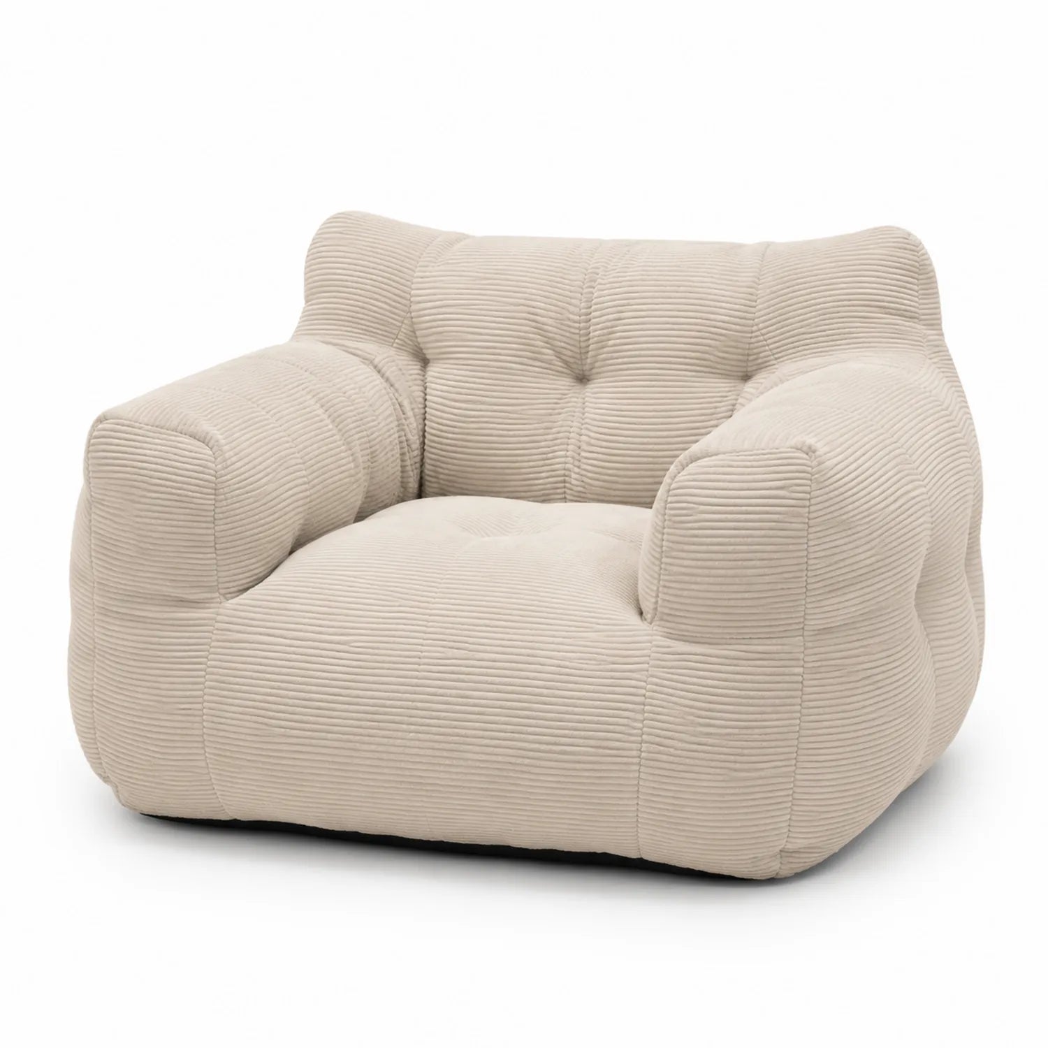 Poltrona in Velluto a Coste Beige 100x98x72 cm