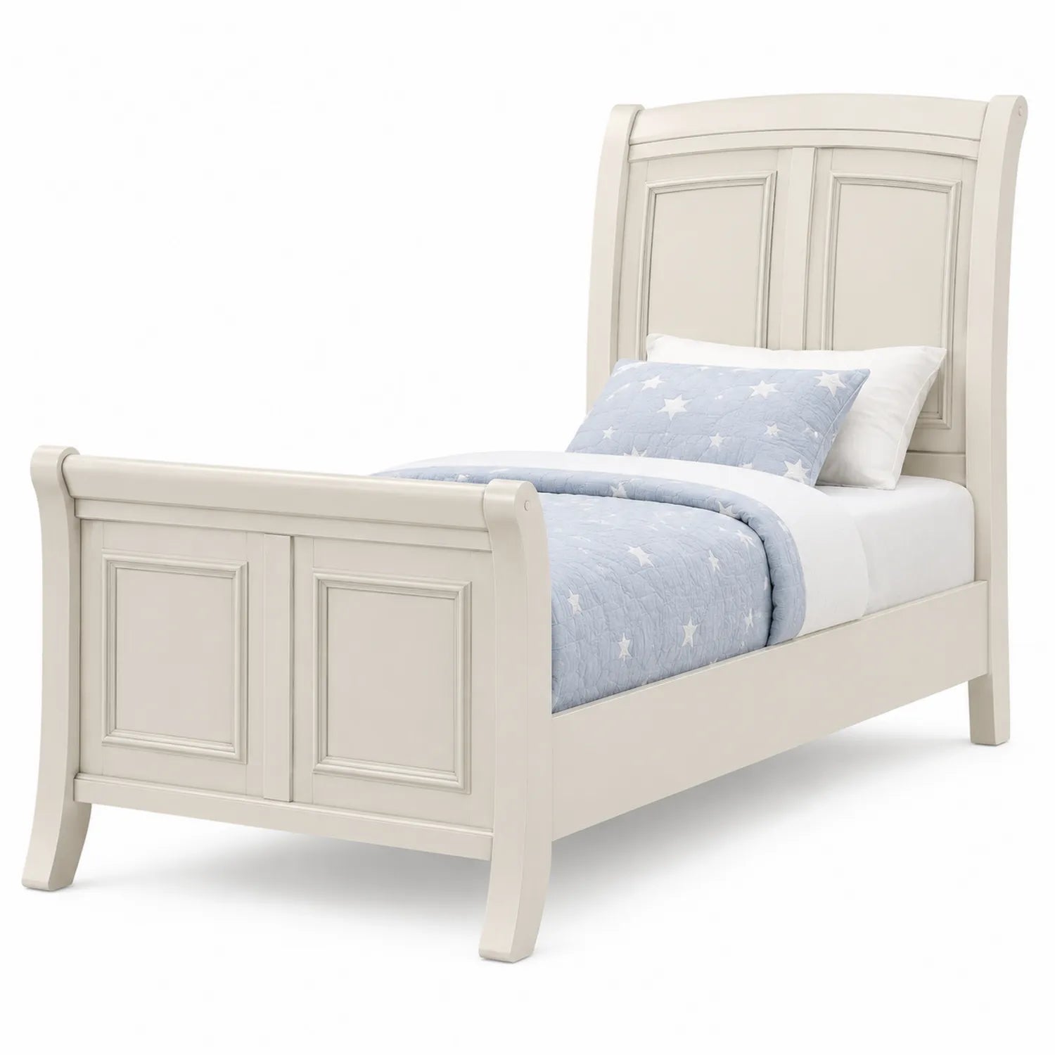 Letto singolo in legno massello bianco