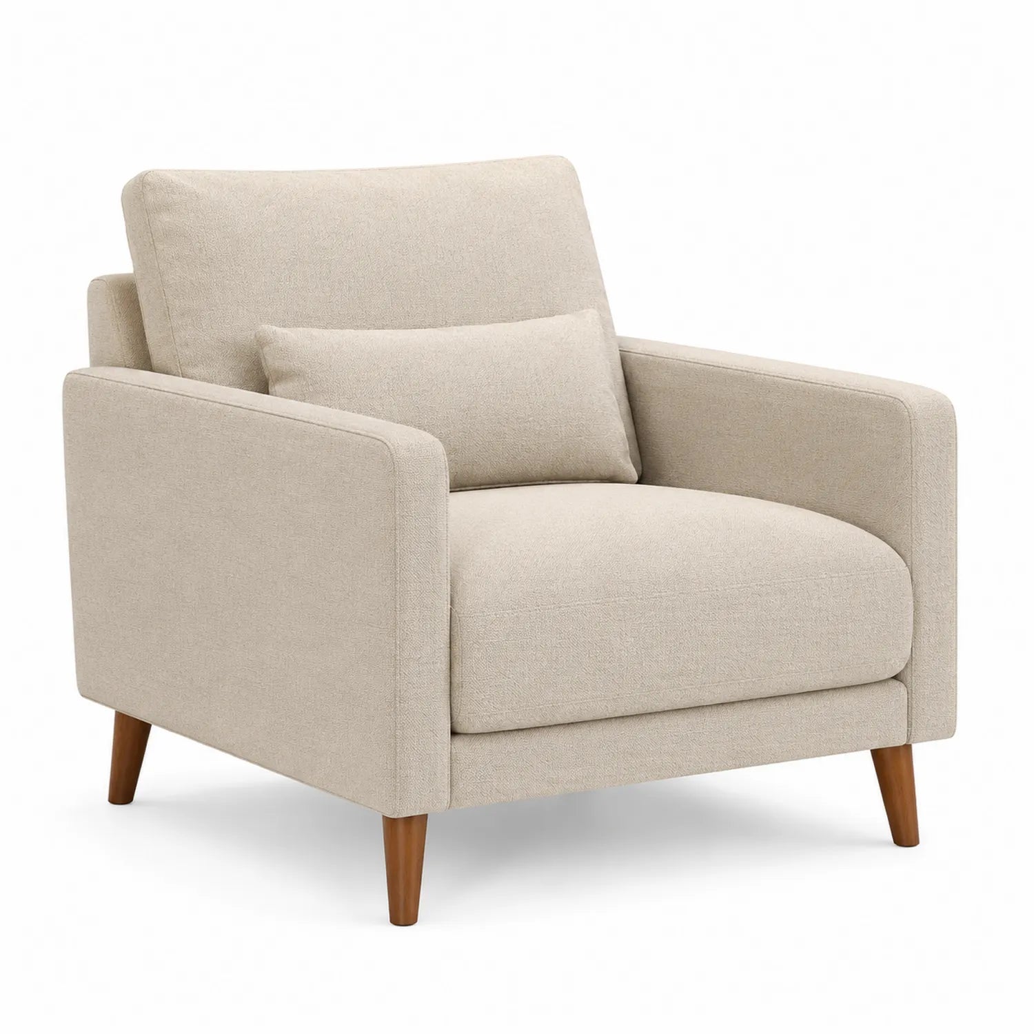 Poltrona in tessuto misto poliestere beige con cuscino, 90x85x85 cm