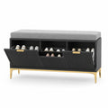 Scarpiera con Panchina in MDF e Metallo Nero Oro