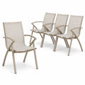 Set di 4 Sedie da Esterno in Alluminio e Tessuto Beige