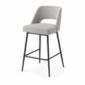 Sgabello da Bar in Tessuto Grigio con Gambe in Metallo