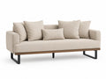 Divano a 3 posti in tessuto beige con gambe in metallo nero