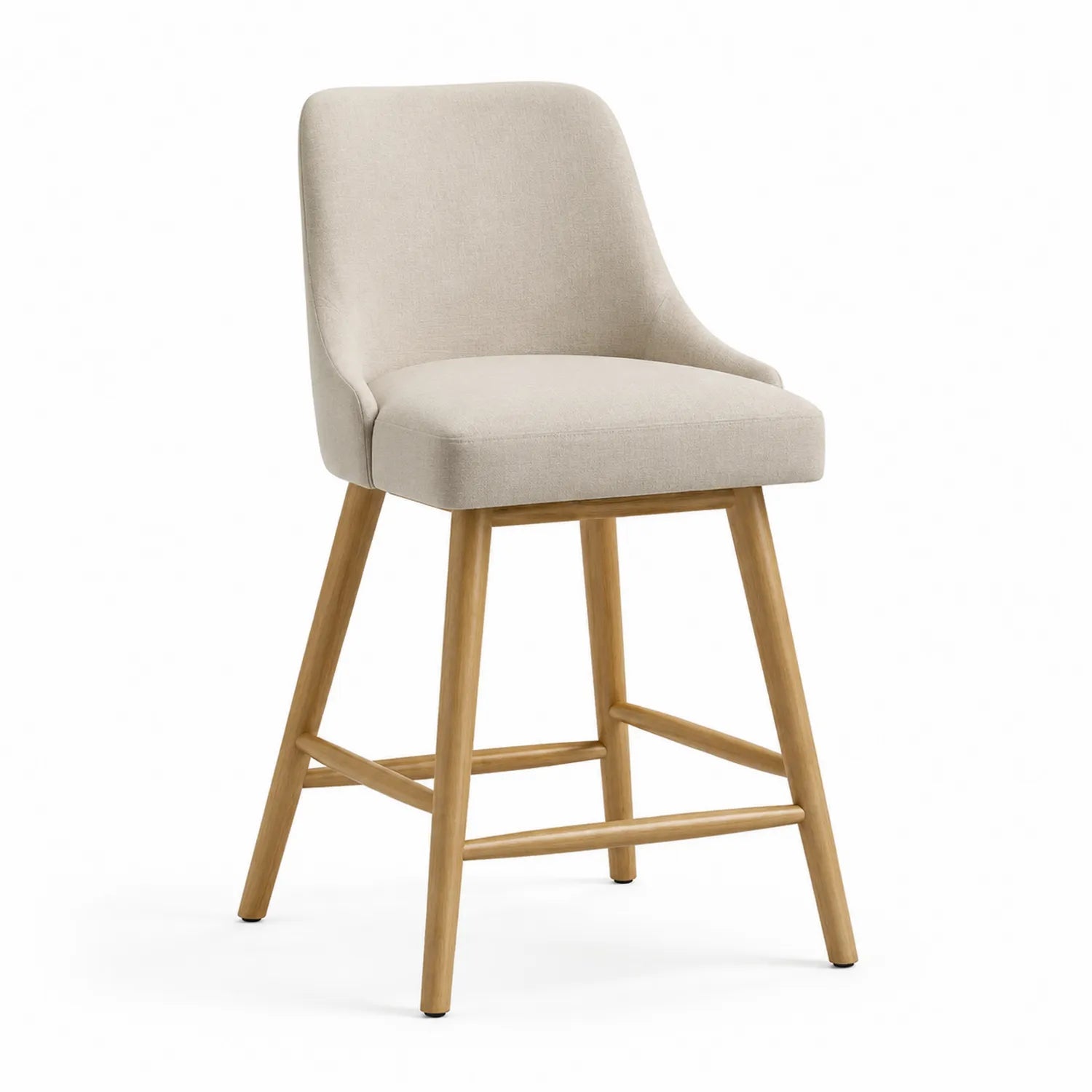 Sgabello da Bar in Tessuto con Gambe in Rovere