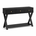 Consolle rettangolare in legno nero con 3 cassetti