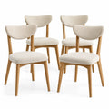 Set di 4 Sedie in Legno e Tessuto Beige