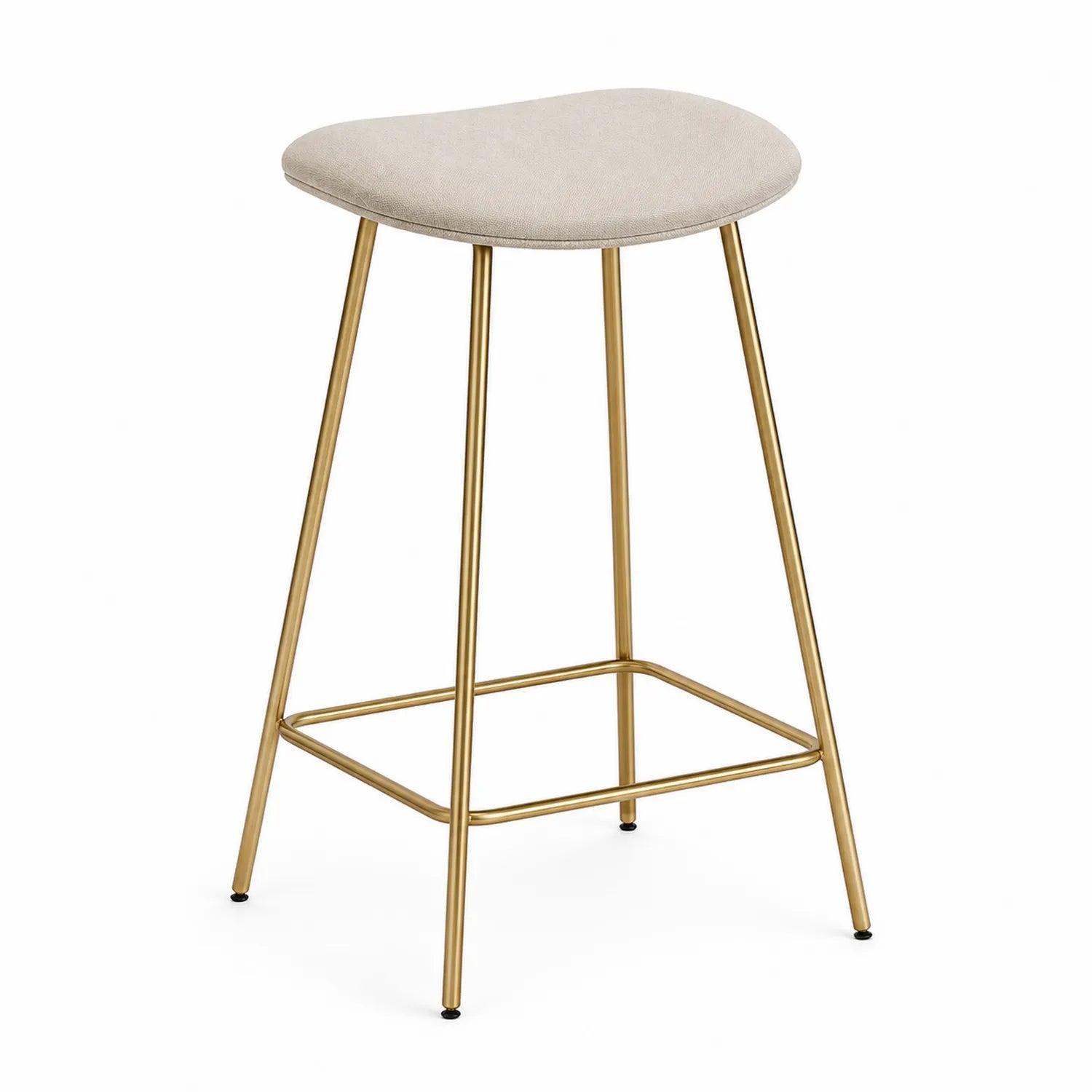 Sgabello da bar in tessuto con struttura in acciaio dorato, altezza 75 cm