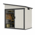 Capanno da Giardino in Acciaio con Porta Scorrevole Beige 200x150x200 cm