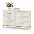 Cassettiera a 6 cassetti in MDF bianco con maniglie dorate