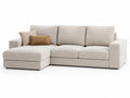 Divano angolare in tessuto poliestere beige con chaise longue