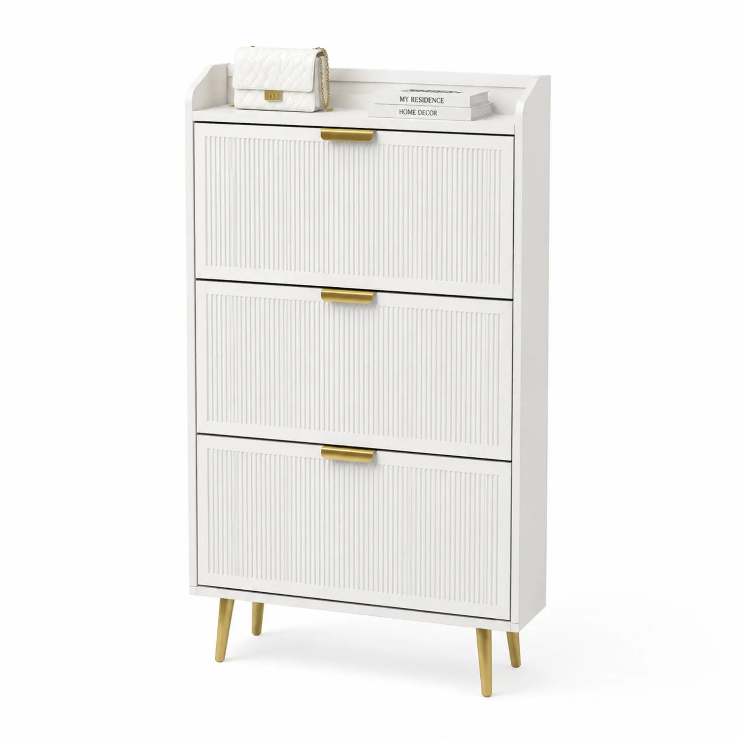 Scarpiera in MDF Bianco con Tre Scomparti