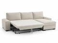Divano Letto Angolare in Tessuto Beige con Chaise Longue