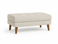 Poggiapiedi rettangolare in tessuto beige con gambe in legno