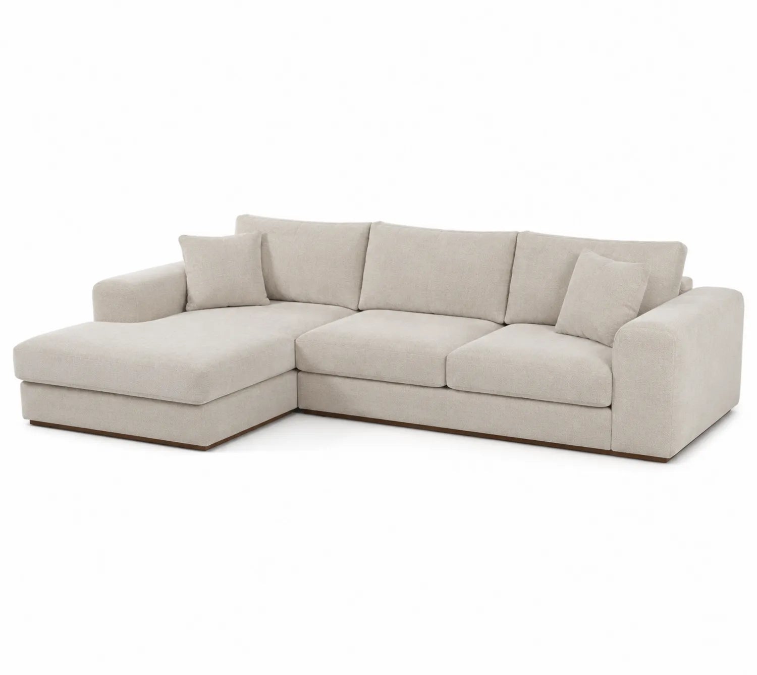 Divano angolare in tessuto poliestere beige 300cm