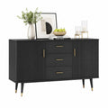 Credenza in legno nero con maniglie in metallo dorato