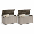 Set di 2 Bauli Contenitori da Giardino in Plastica con Pistoni a Gas Beige