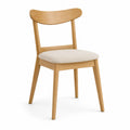 Sedia da pranzo con struttura in rovere e seduta in tessuto beige