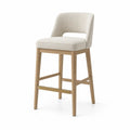 Sgabello da Bar in Legno e Tessuto Beige