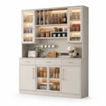 Credenza con Vetrine per Cucina in MDF e Vetro Bianco 160x40x200cm