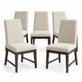 Set di 5 Sedie in Legno e Tessuto Beige