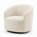 Poltrona girevole in tessuto bouclé crema