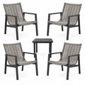 Set da giardino 4 sedie in alluminio e corda con tavolino grigio