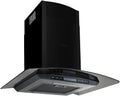 Cappa aspirante, 60 cm, 756 m3/h, cappa da cucina, 3 velocità, montaggio a parete, acciaio inox, nero, illuminazione a LED, filtro antigrasso in