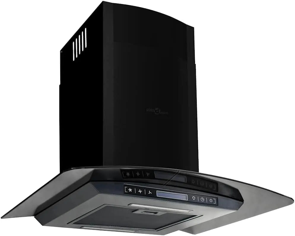 Cappa aspirante, 60 cm, 756 m3/h, cappa da cucina, 3 velocità, montaggio a parete, acciaio inox, nero, illuminazione a LED, filtro antigrasso in