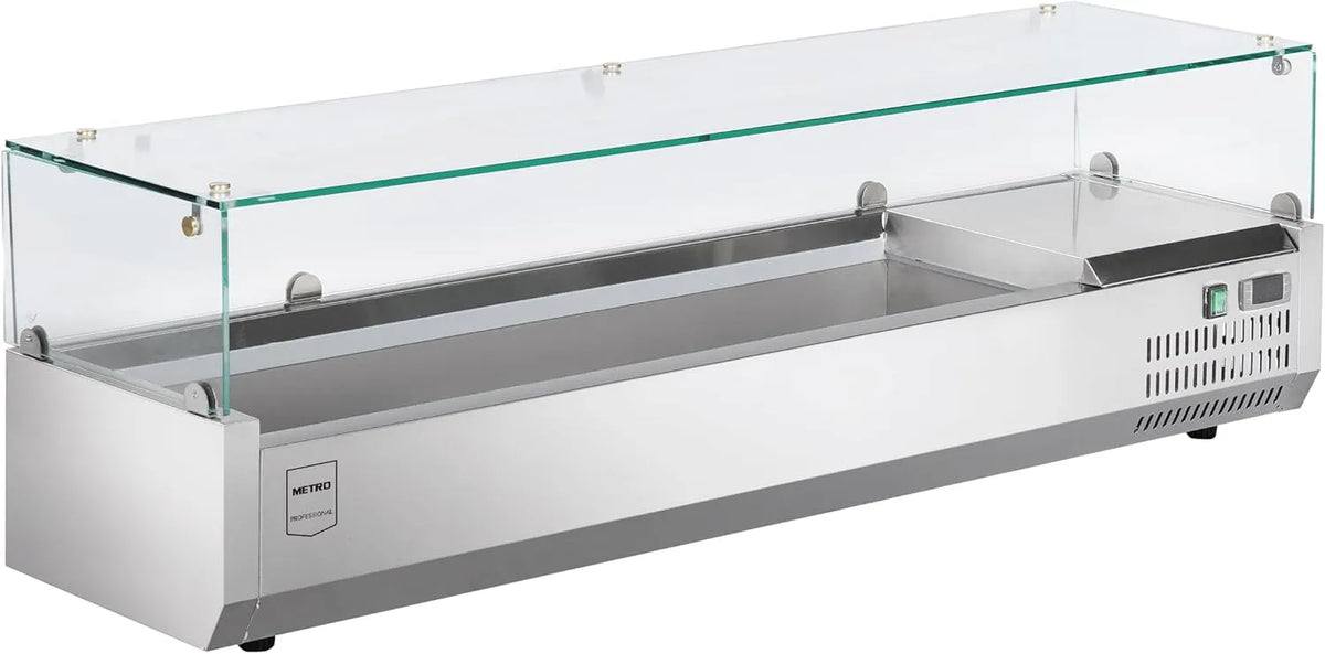 Vetrina refrigerata GHS2150 GPT2100, 150 x 39.5 x 43.5 cm, 52 L, 135 W, acciaio inox, argento, compatibile con GPT2100, vetro