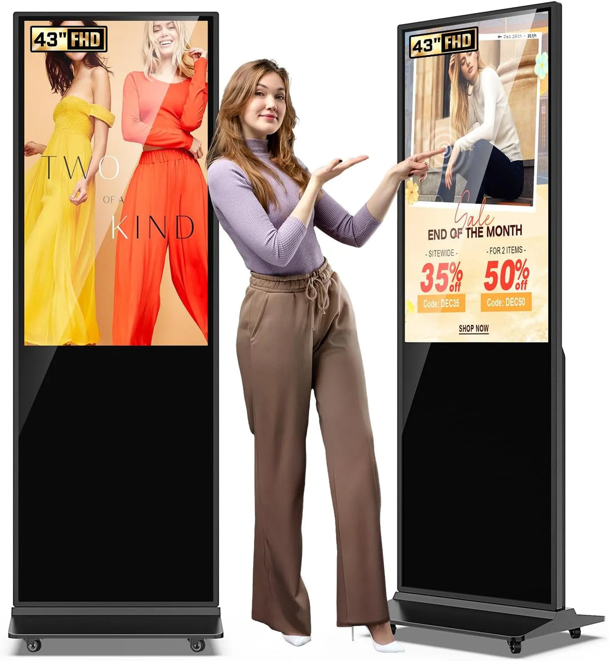 Display digital signage, 65 pollici, display pubblicitario LCD, touch, Wi-Fi, Android OS, Full HD, HDMI, USB, visualizzazione pubblicitaria digitale