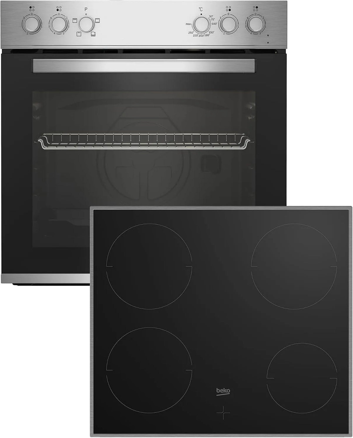 Beko BBUC12020X Piano cottura in vetroceramica, da incasso, acciaio inox, nero, pulizia SteamShine, con 4 tipi di riscaldamento e piano cottura in
