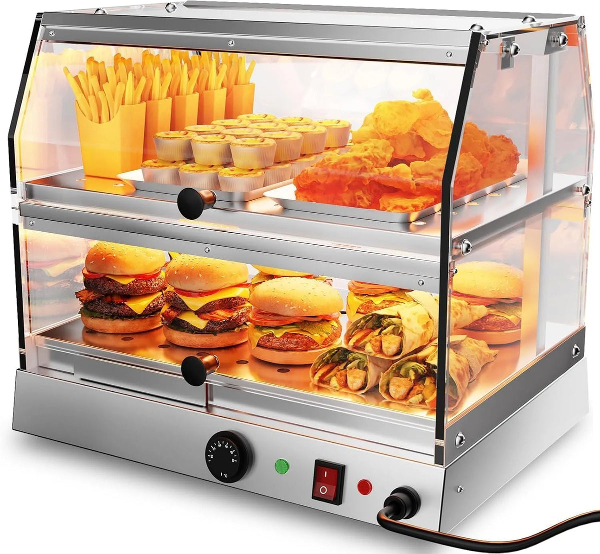 Prodotto TAIMIKO Scaldavivande Elettrico Commerciale Vetrina Calda per Cibo 2 Piani