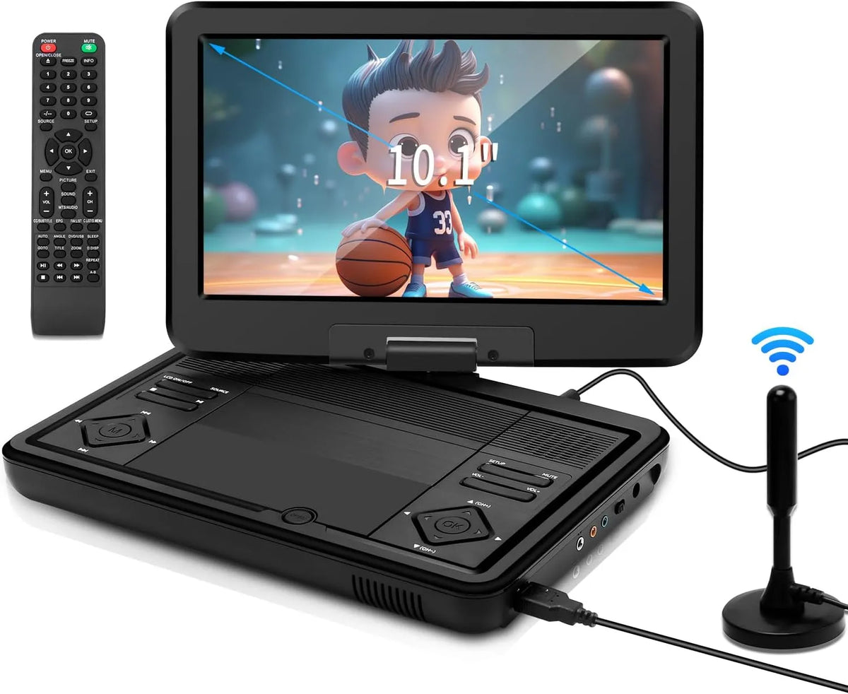 Smart TV, 10, 1 pollici, televisore, HDMI, USB, portatile, DVB-T2, batteria ricaricabile e doppio altoparlante stereo, piccola TV per bambini in auto
