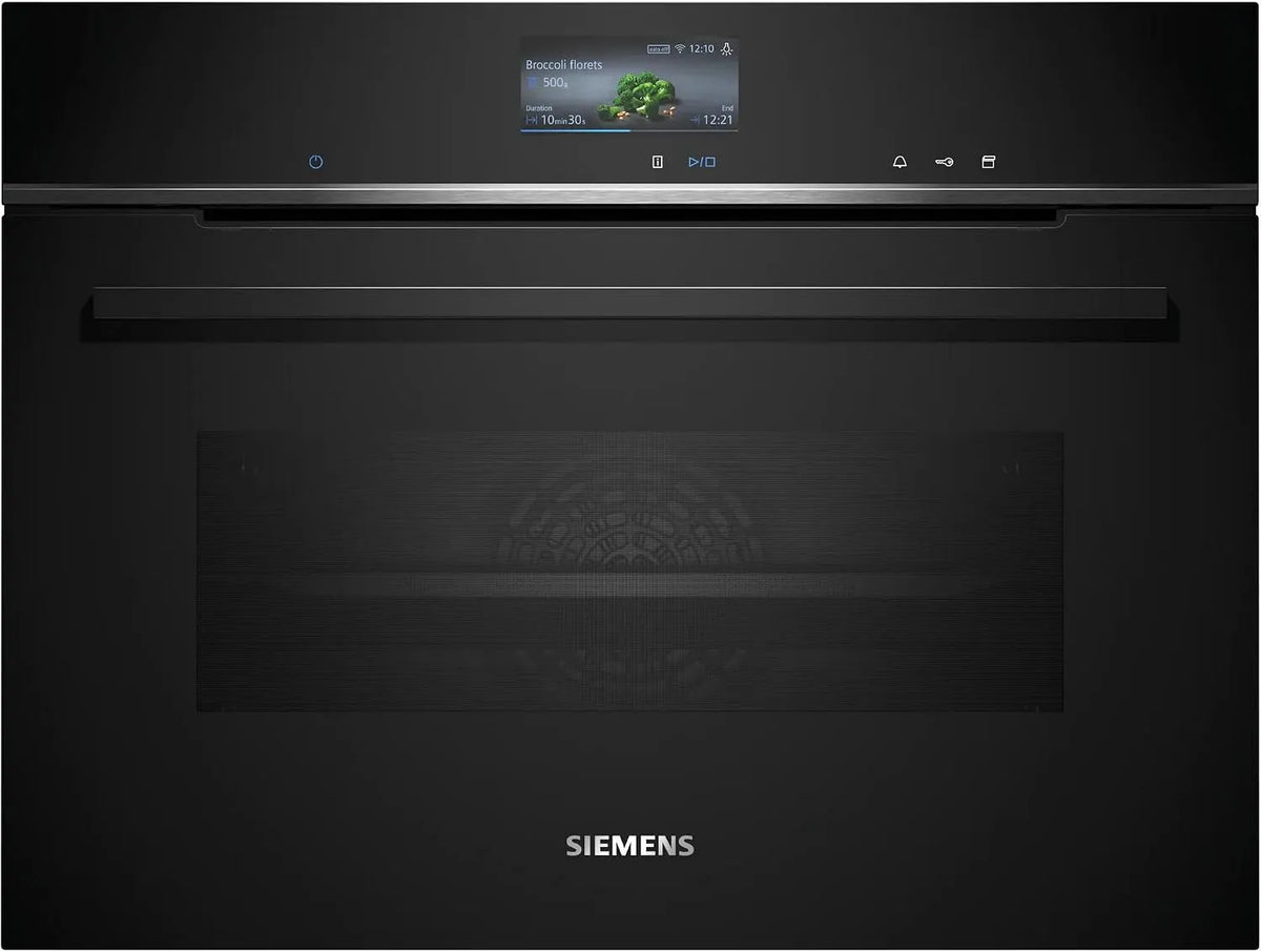 Siemens iQ700 CS736G1B1 Forno elettrico, 60 x 45 cm, da incasso, touch, vapore, nero, aria calda 4D, Smarter, touchscreen, made in Germany, cottura a