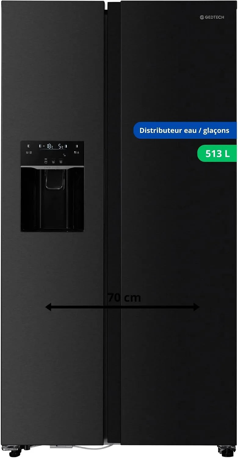 Frigorifero, 513 L, GEDTECH GSBSA513DX, acciaio inox, Dark Inox, GEDTECH Frigorifero Americano GSBSA513DX Side by Side 513L - Dark Inox